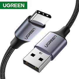 მობილურის USB დამტენი UGREEN 60128 USB 2.0 A to USB-C Cable Nickel Plating Aluminum Braid 2m (Black)